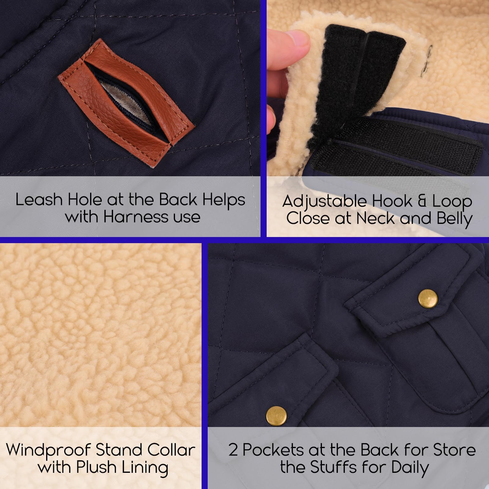 ASENKU manteau chien hiver – poches pratiques pour accessoires et friandises.