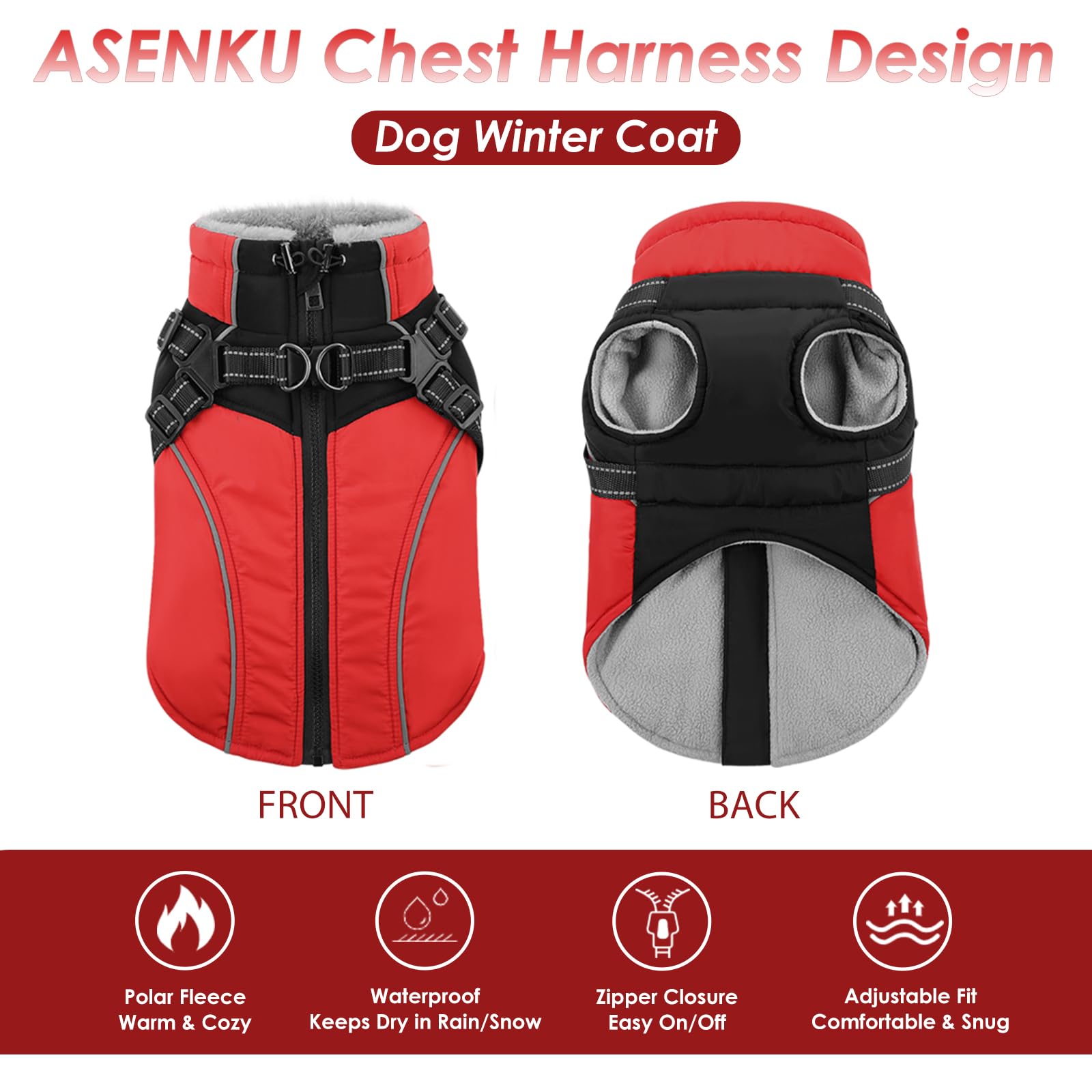 Harnais integre sur manteau ASENKU pour enfilage rapide