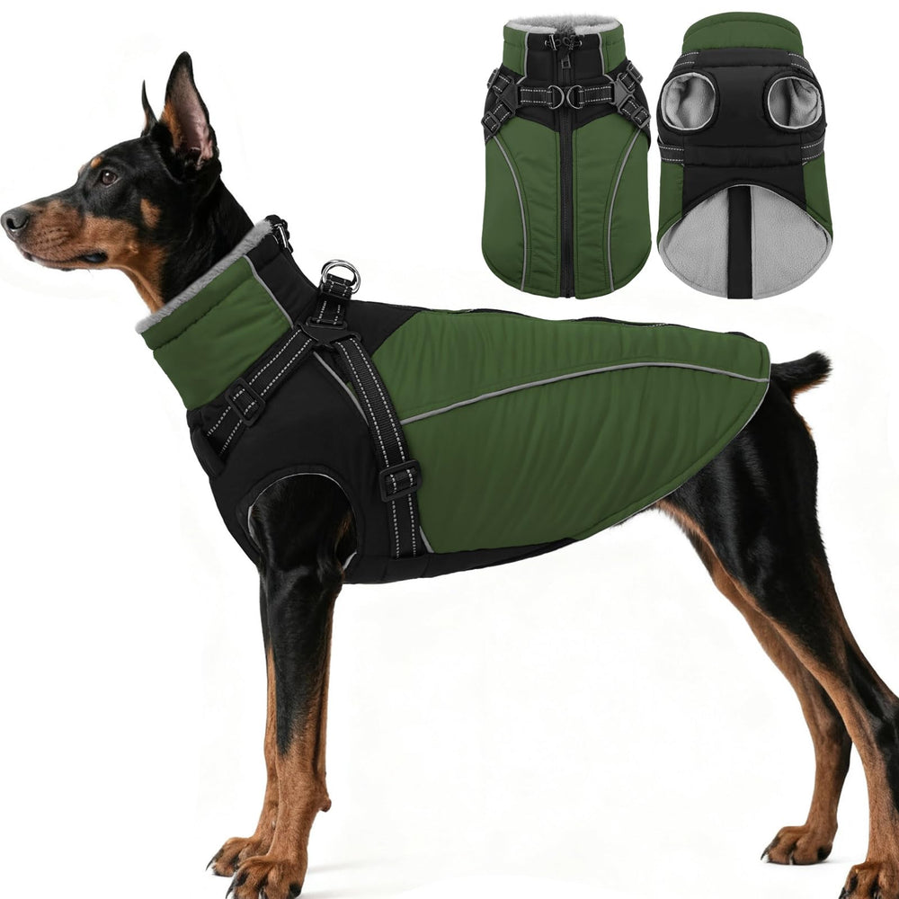 ASENKU manteau chien réfléchissant avec harnais intégré pour sécurité nocturne