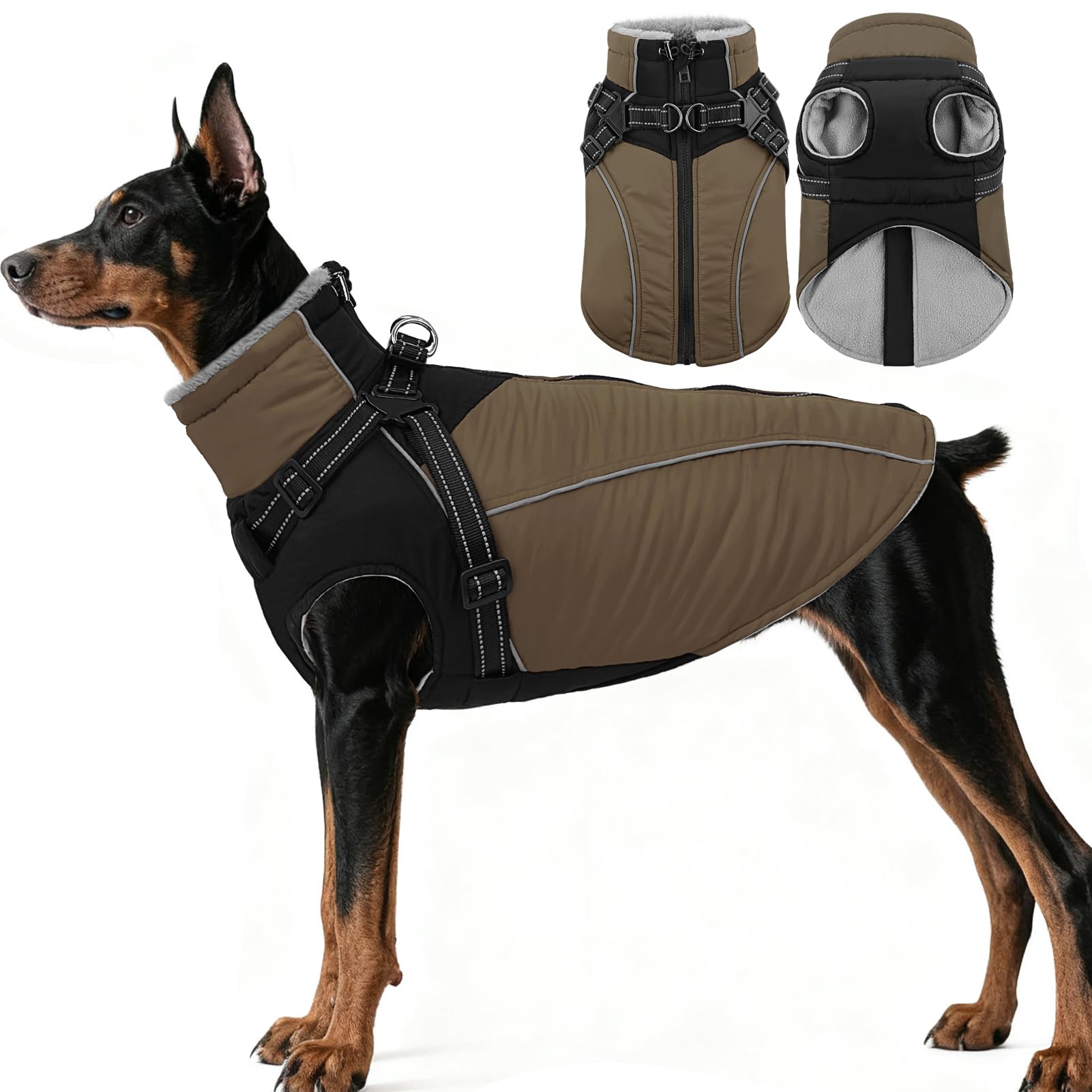 ASENKU manteau réfléchissant pour chien avec harnais intégré, sécurité visuelle lors des promenades nocturnes