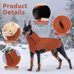ASENKU manteau hivernal chien, col roulé et bouton pour un ajustement sûr.