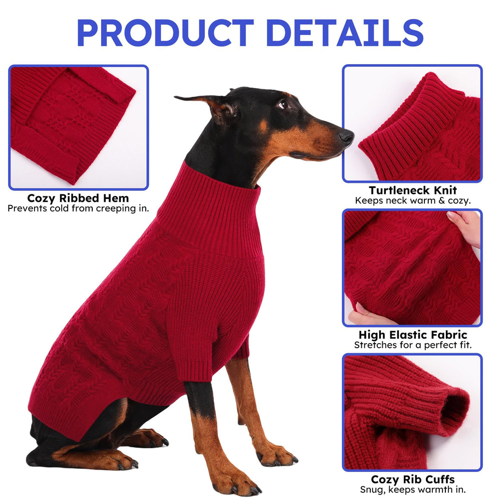 ASENKU pull-chien 4XL col roulé, détail du col pour chaleur.