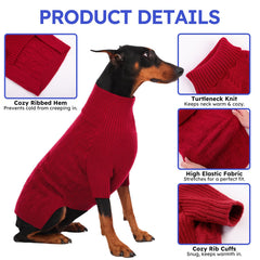ASENKU pull-chien 4XL col roulé, détail du col pour chaleur.