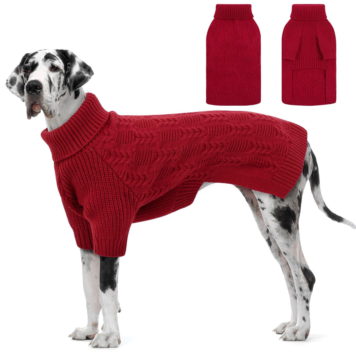 ASENKU pull-chien 4XL rouge, gros plan sur le tissu doux et chaud.