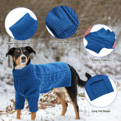 ASENKU pull chien tricot thermique — vue arrière, texture douce et résistance.