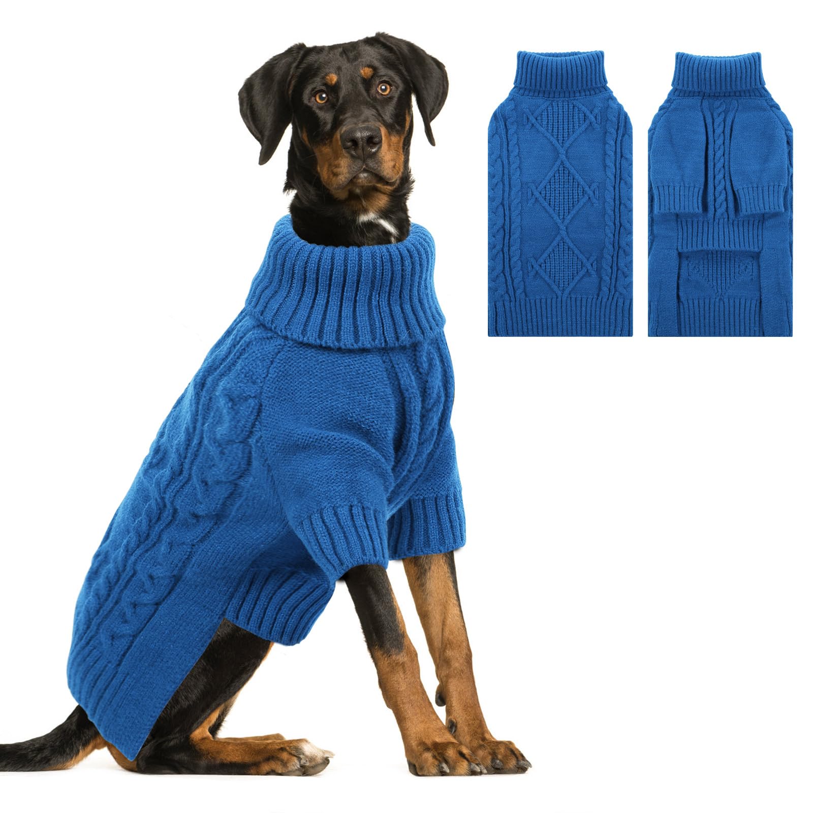 ASENKU pull chien tricot thermique — vue avant, maintien chaud lors des sorties.