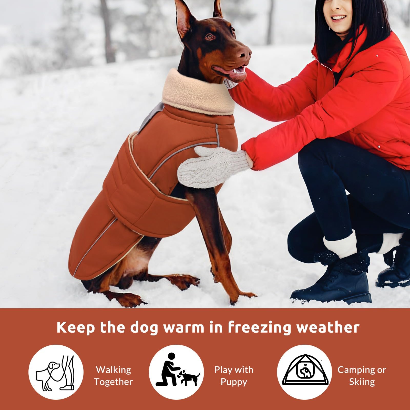 ASENKU veste chien, doublure polaire corail pour chaleur agréable.