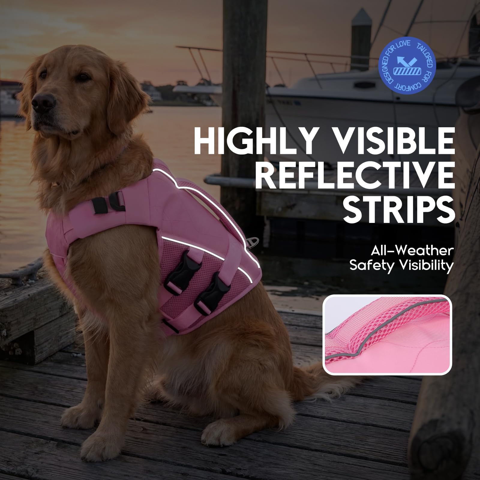 ASENKU veste sauvetage chien, mousse EPE/EVA, flottabilité durable lors des baignades.