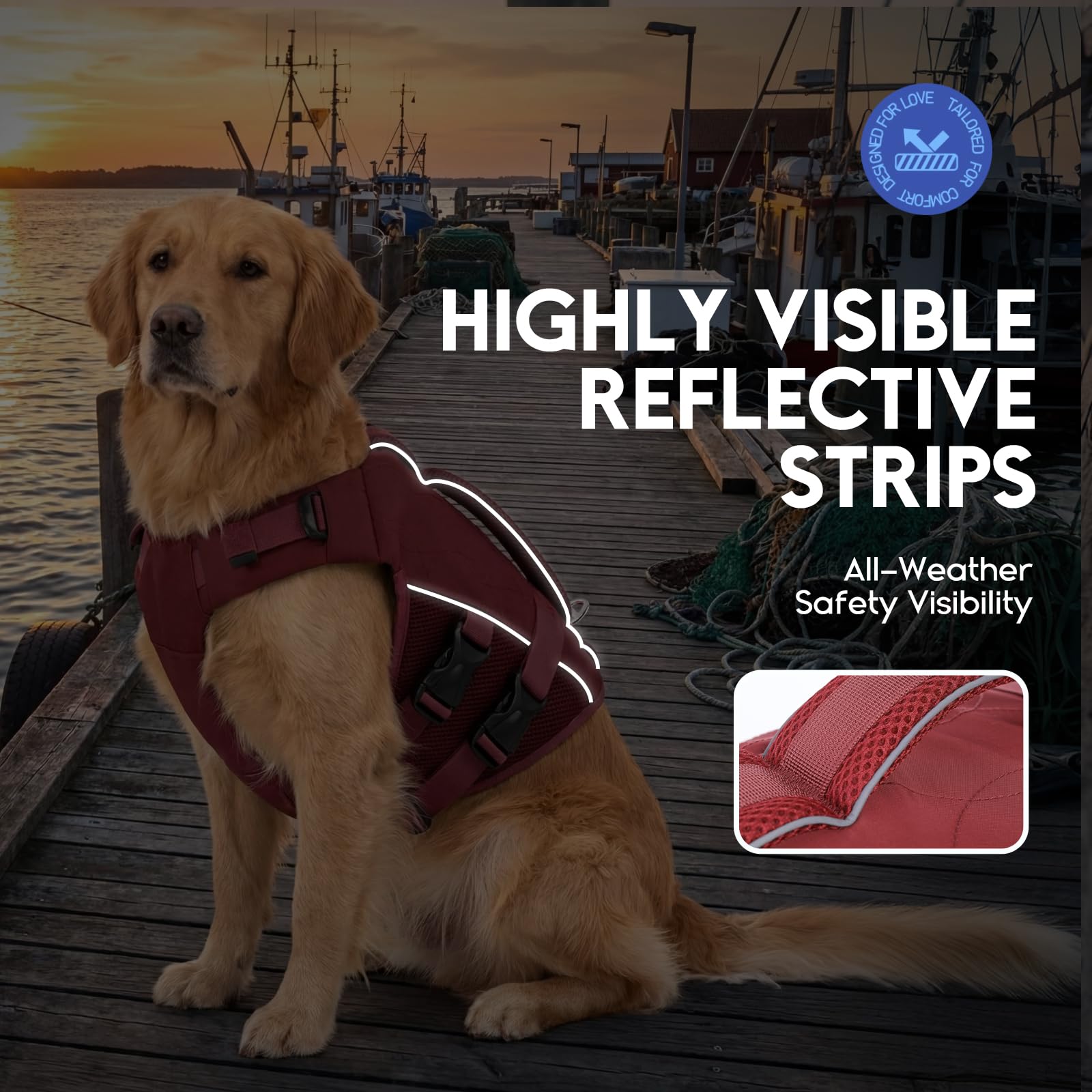 ASENKU veste sauvetage chien réglage du cou ajustement confortable