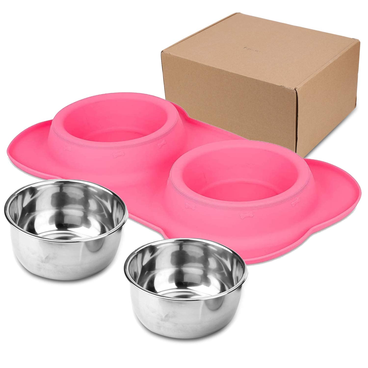 AsFrost kit sans fuite, ensemble bol eau et nourriture sur tapis stable.