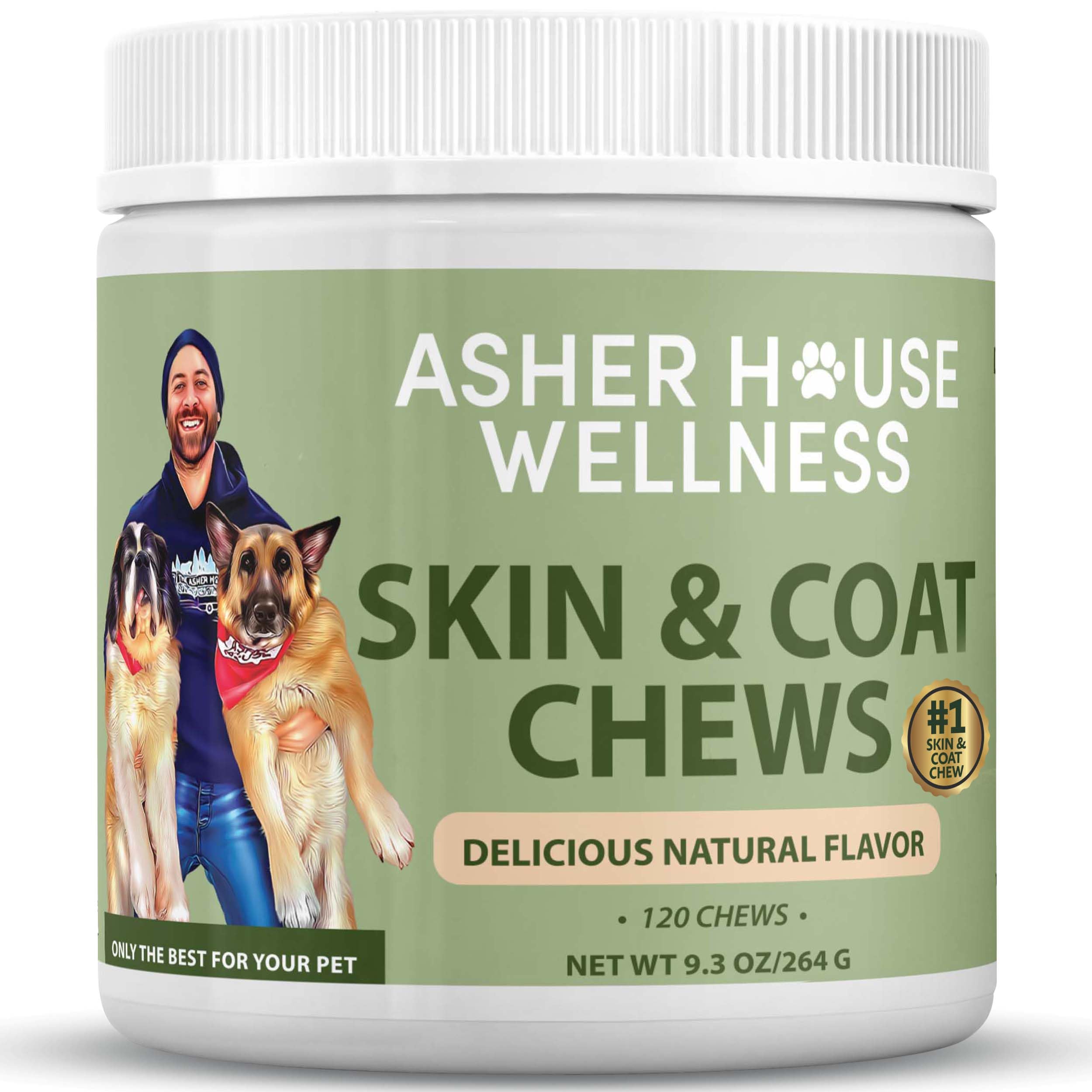 ASHER HOUSE WELLNESS – bouteille de friandises pour peau et poil sains.