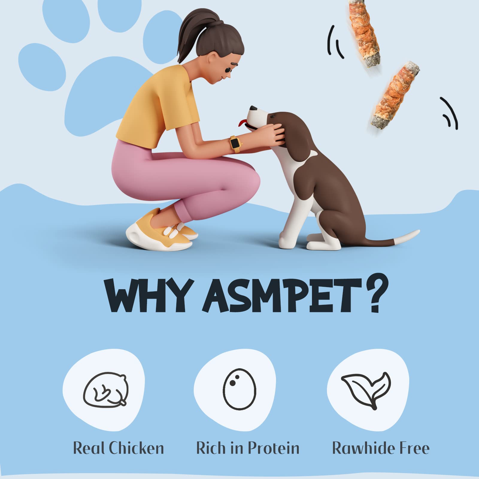 ASMPET baton-proteine, snack digestible et facile à mâcher