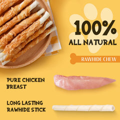ASMPET batonnets poulet enroules – récompense gourmande pour dressage.