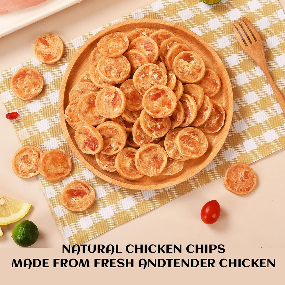 ASMPET chips poulet sans céréales ingrédients naturels, option saine et appétissante pour votre chien.