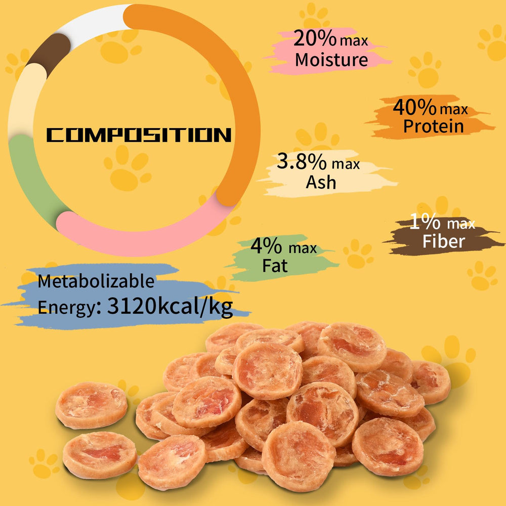 ASMPET chips poulet sans céréales protéine élevée pour soutenir la musculature et la peau.