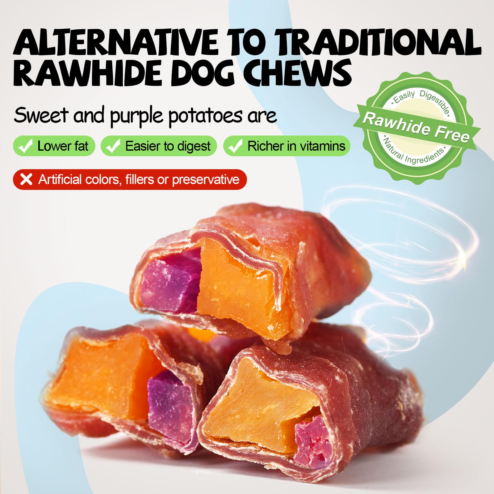 Gâterie ASMPET enroulée canard patate douce, snack naturel.