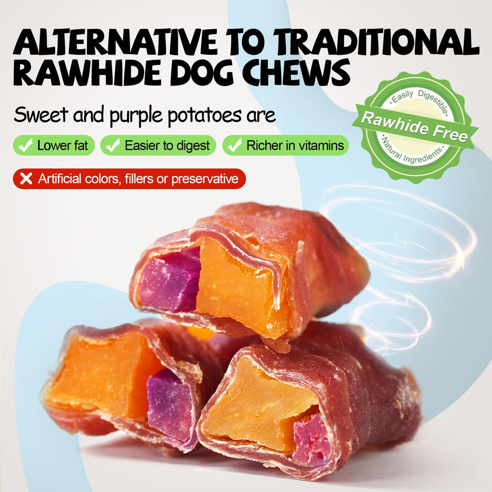 Gâterie ASMPET enroulée canard patate douce, snack naturel.