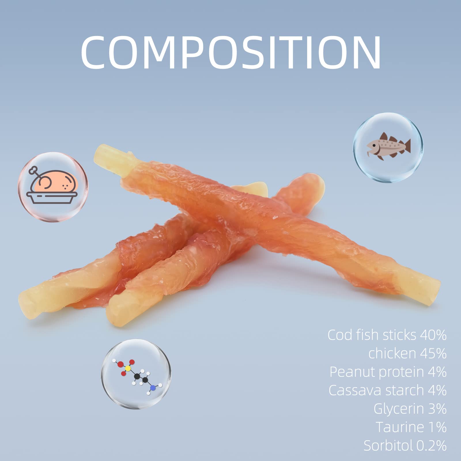 ASMPET friandises chien morue-poulet, goût savoureux pour récompenses