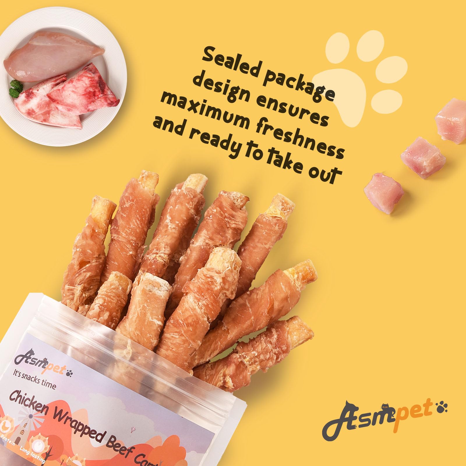 ASMPET ingrédients-poulet-cartilage-boeuf : ingrédients de haute qualité pour chiens.