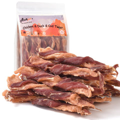 ASMPET jerky poulet-dindon-cod : tranches savoureuses pour chiens actifs.