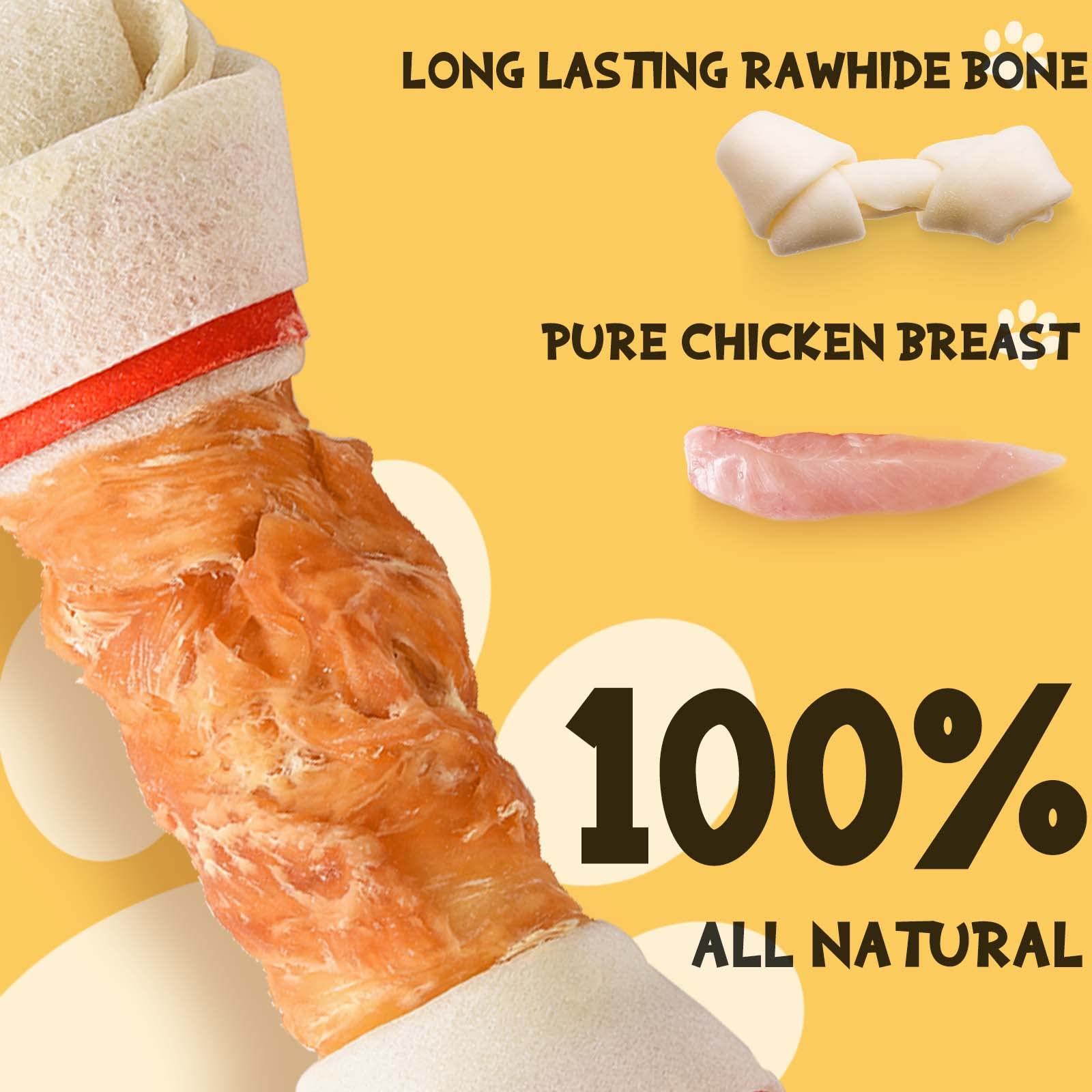 ASMPET os noué au poulet, croquant durable pour chiens