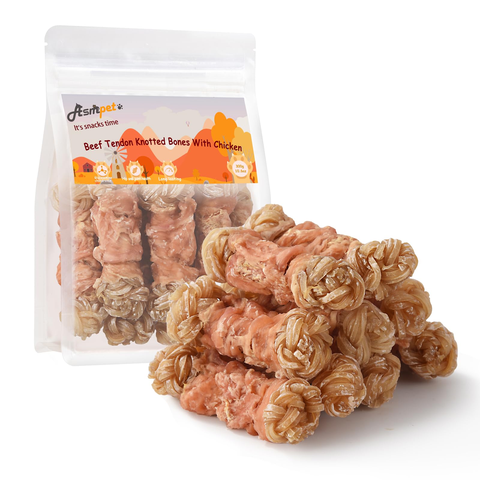 ASMPET os tendon boeuf noués, friandise naturelle et durable pour chiens
