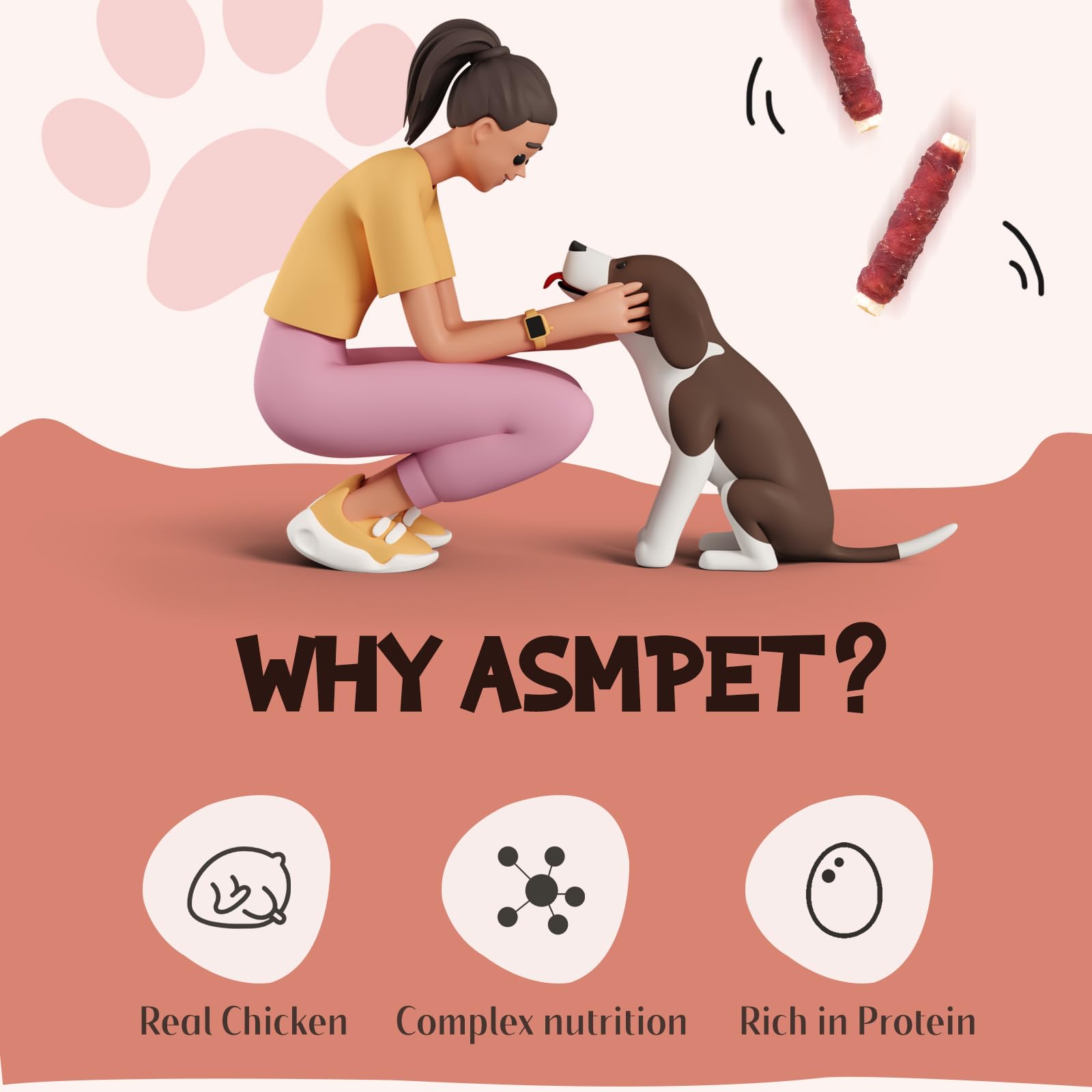ASMPET os-wrap boeuf et patate douce, récompense longue durée grand chien