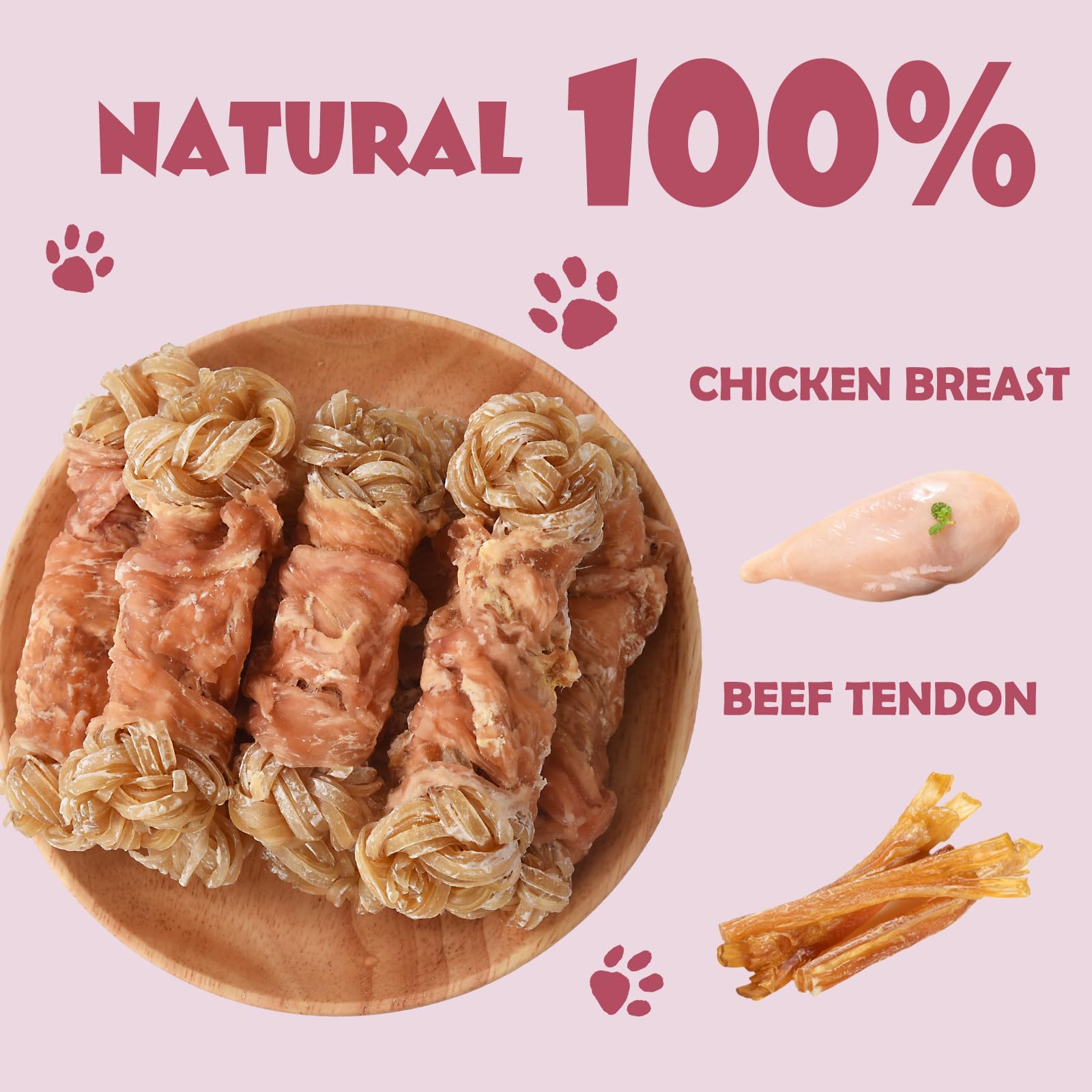ASMPET tendon boeuf enrobe poulet, récompense savoureuse et naturelle