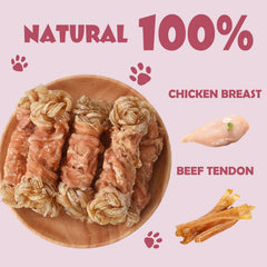 ASMPET tendon boeuf enrobe poulet, récompense savoureuse et naturelle