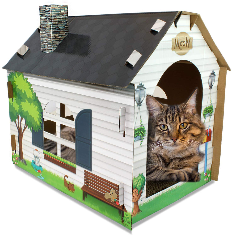 ASPCA Maison chat carton cachette et grattoir, extérieur durable.