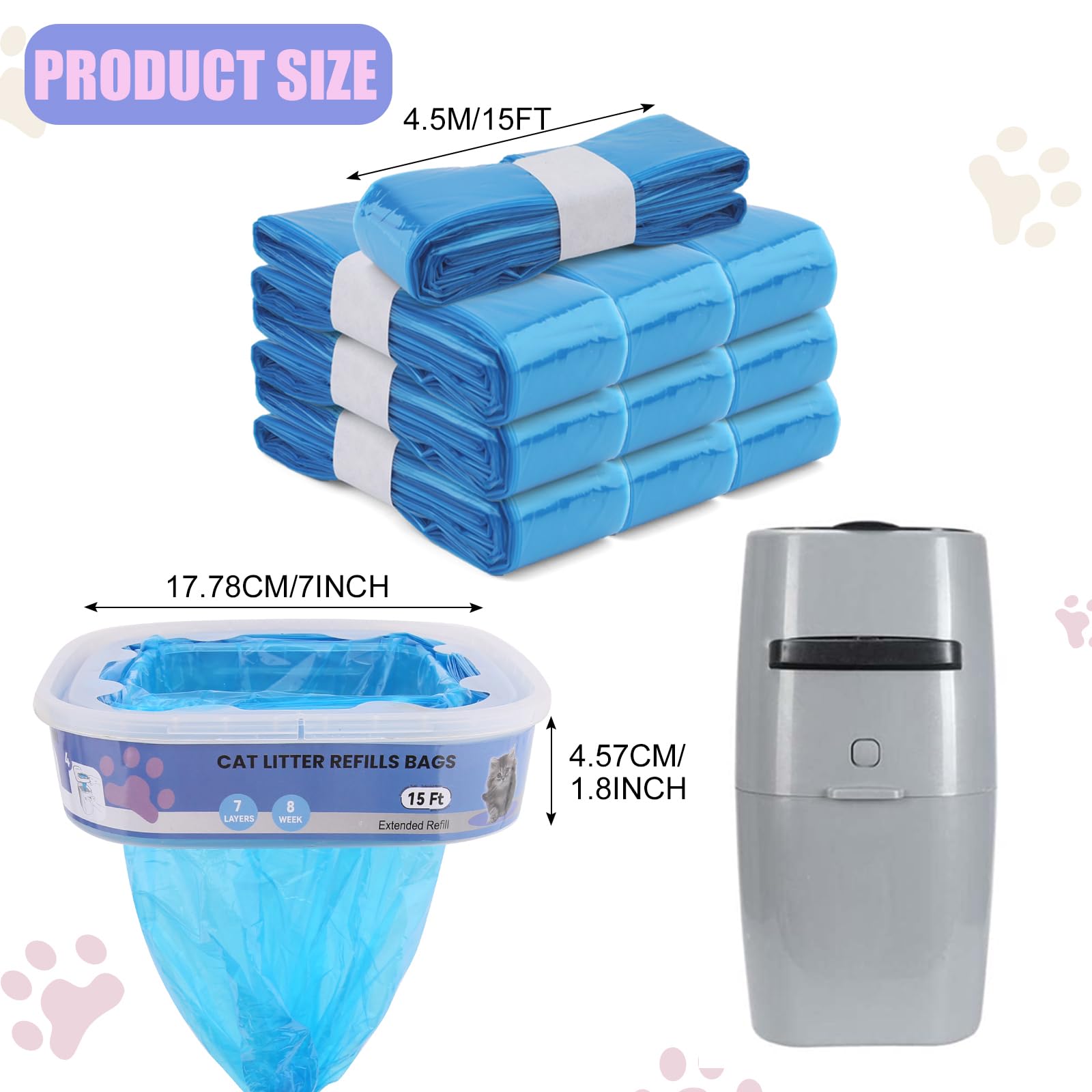 Astrallgn compatibilite-cartouche: sacs compatibles pour remplacement facile dans diverses poubelles à litière.