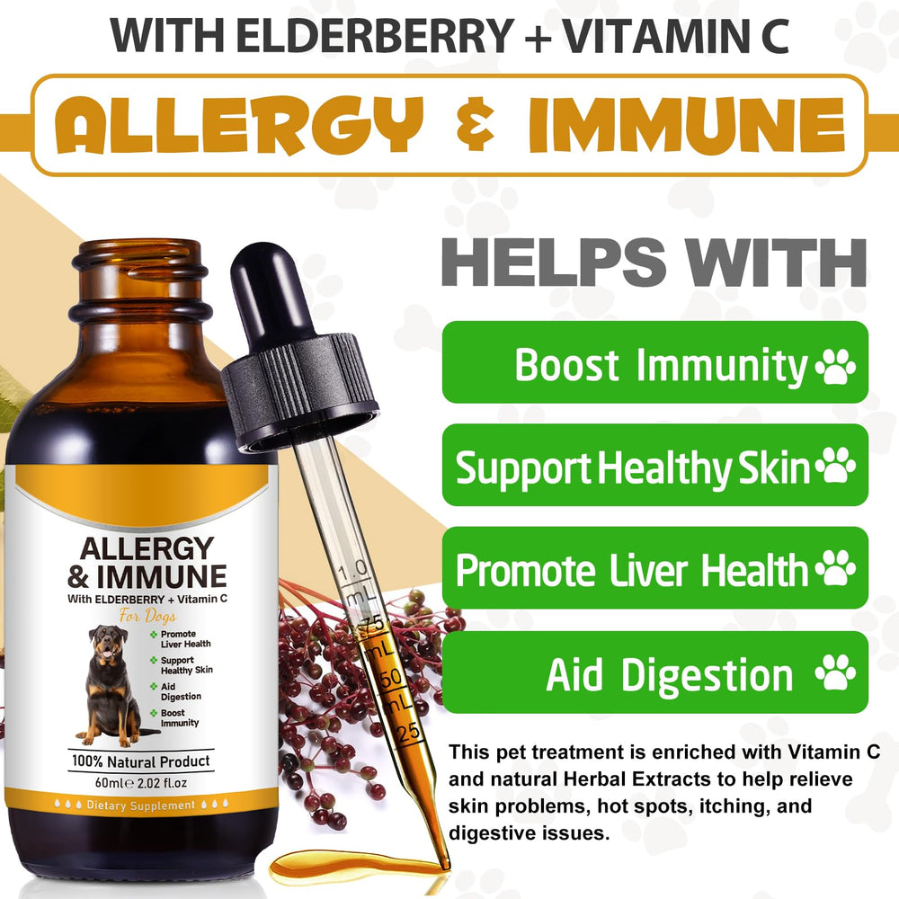 Asusxcli Allergy Relief Drops: gouttes sur nourriture, intégration facile dans le repas du chien.