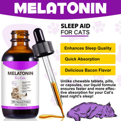 Asusxcli Mélatonine pour chat: flacon-pipette pour dosage précis.