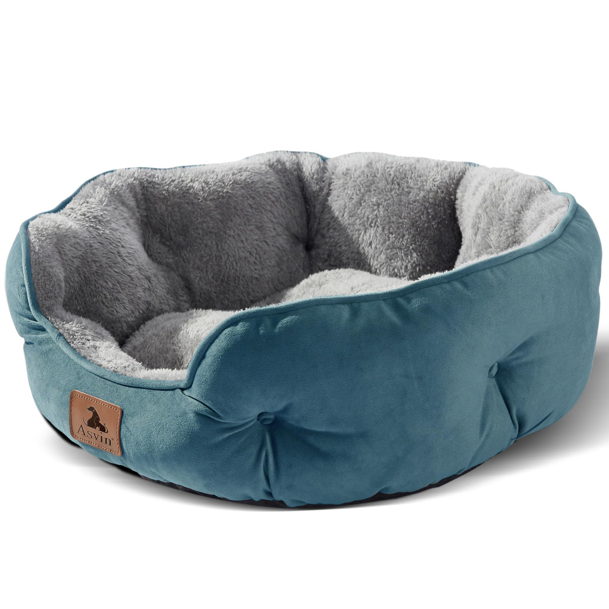 Lit Asvin bleu-vert pour petit chien, confort immédiat.