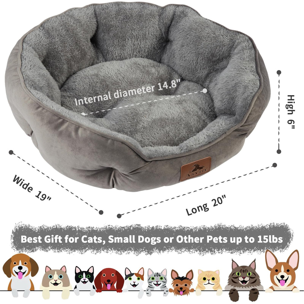 Asvin-panier-chien-petit-gris-ronde, design rassurant et soutien chaleureux