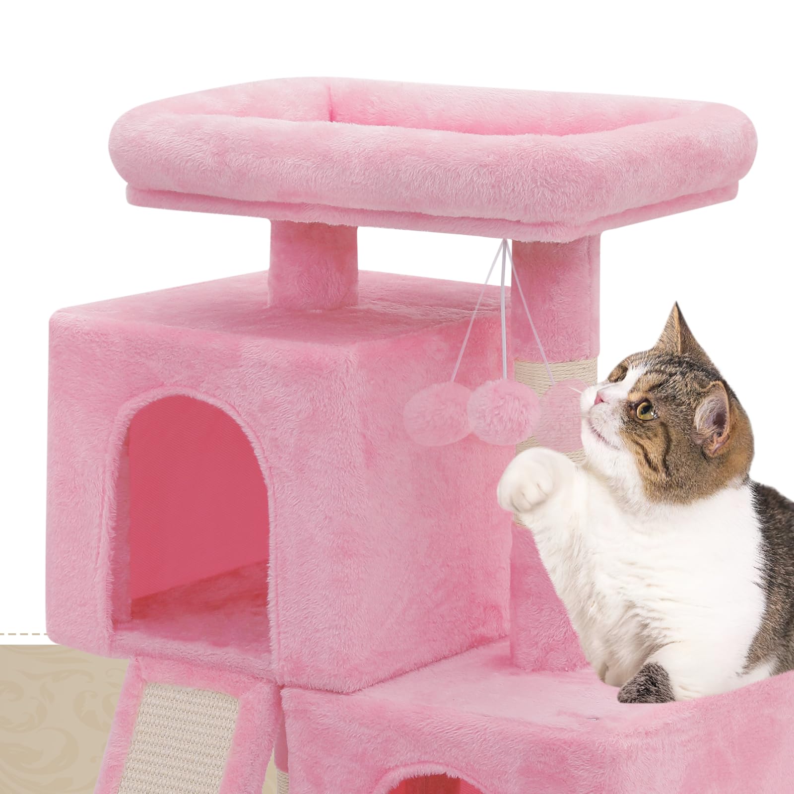 Athena Collection arbre-chat petit rose, détails pelucheux pour toucher doux.