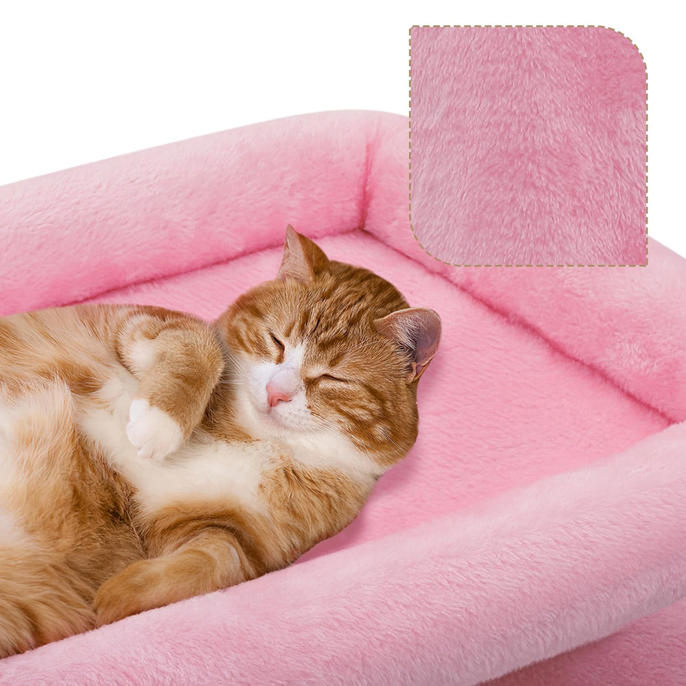 Athena Collection arbre-chat petit rose, emplacement compact parfait pour petits espaces.
