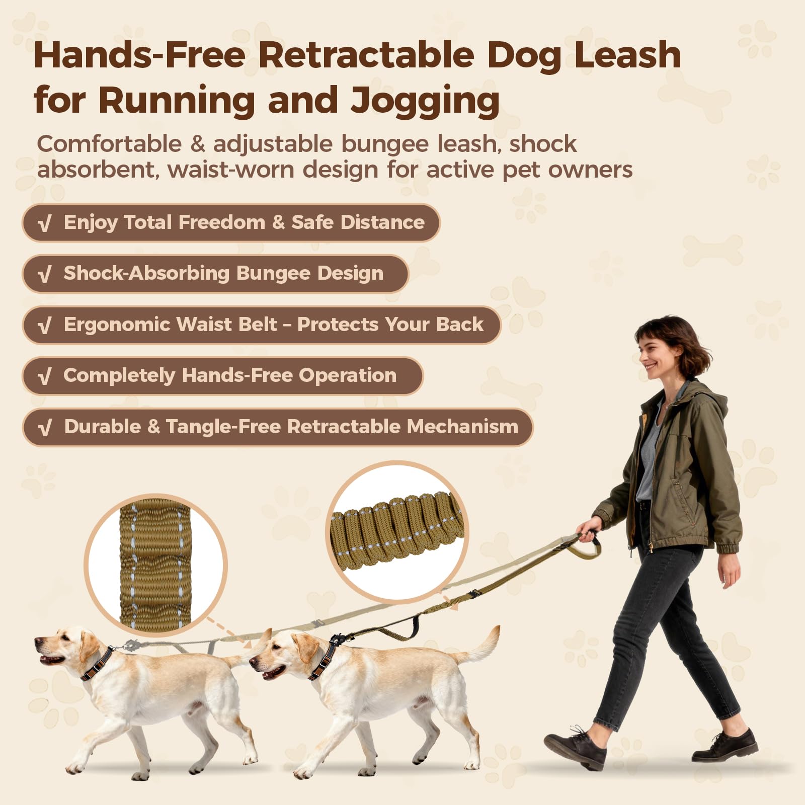 Boucle-ceinture intégrée Atiansen pour sécuriser le chien en voiture.