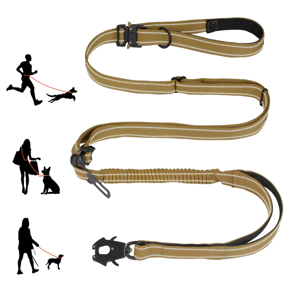 Laisse tactique Atiansen antichoc 9,7 pieds pour promenades sans tirages brusques.