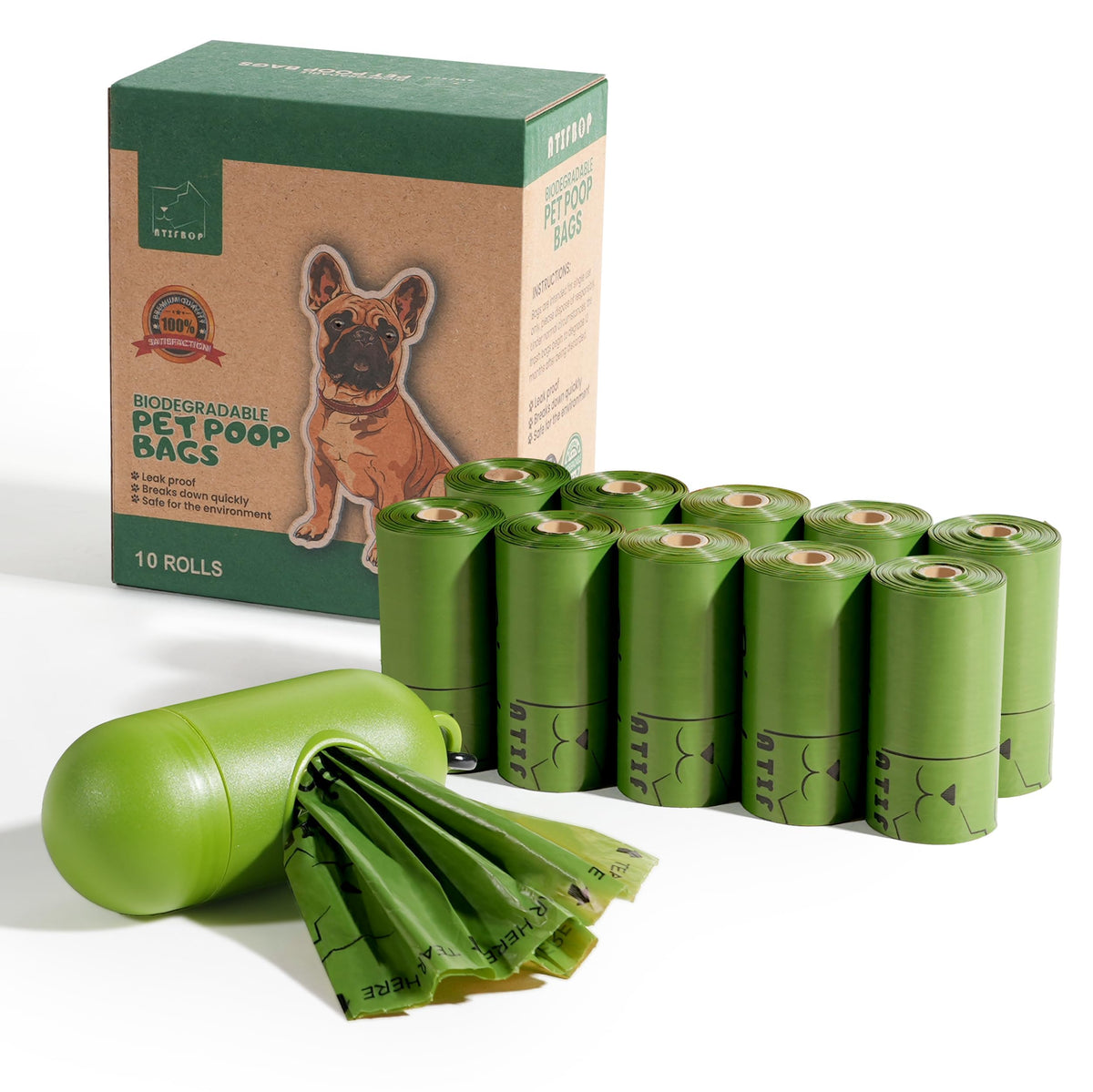 ATIFBOP sacs-poubelle biodégradables pour chien, robustes et respectueux de l'environnement.