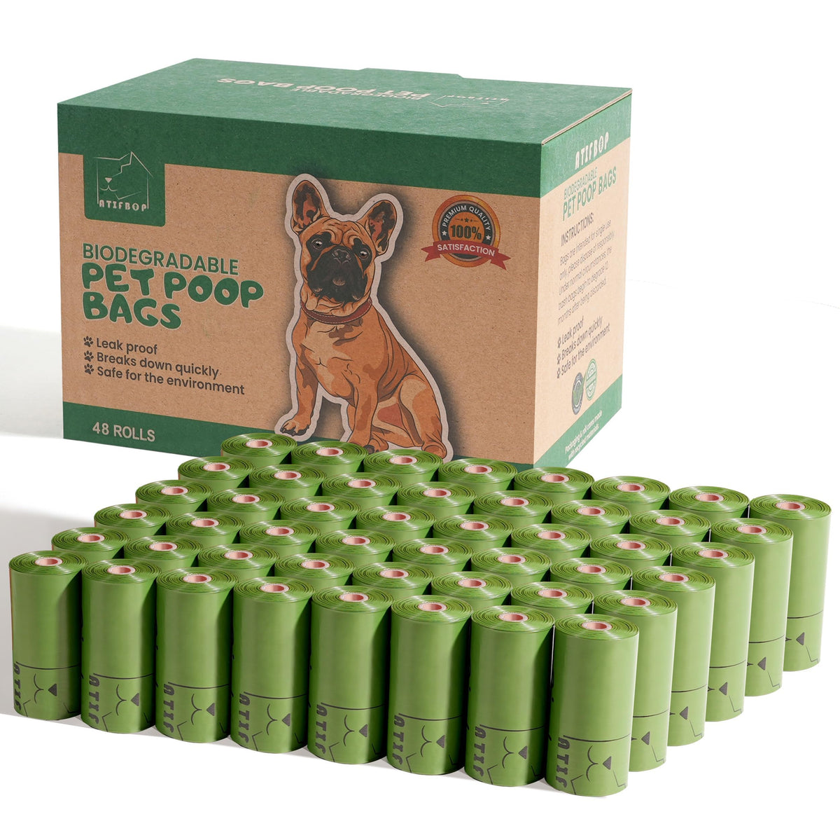 ATIFBOP sacs-poubelle chien biodégradables, 720 pièces, pratiques et écologiques.