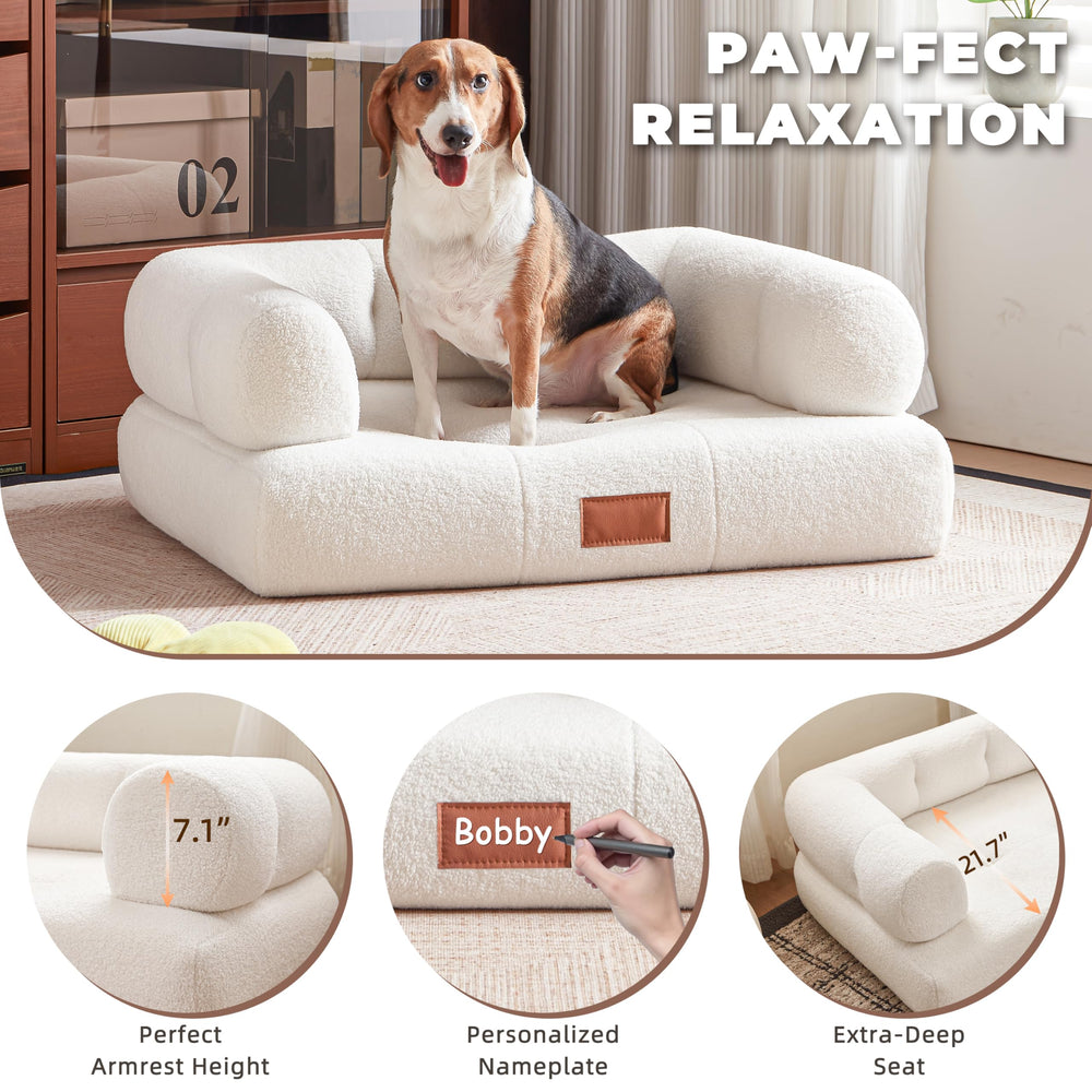 ATJafurn design moderne, canapé chien blanc dans un salon contemporain