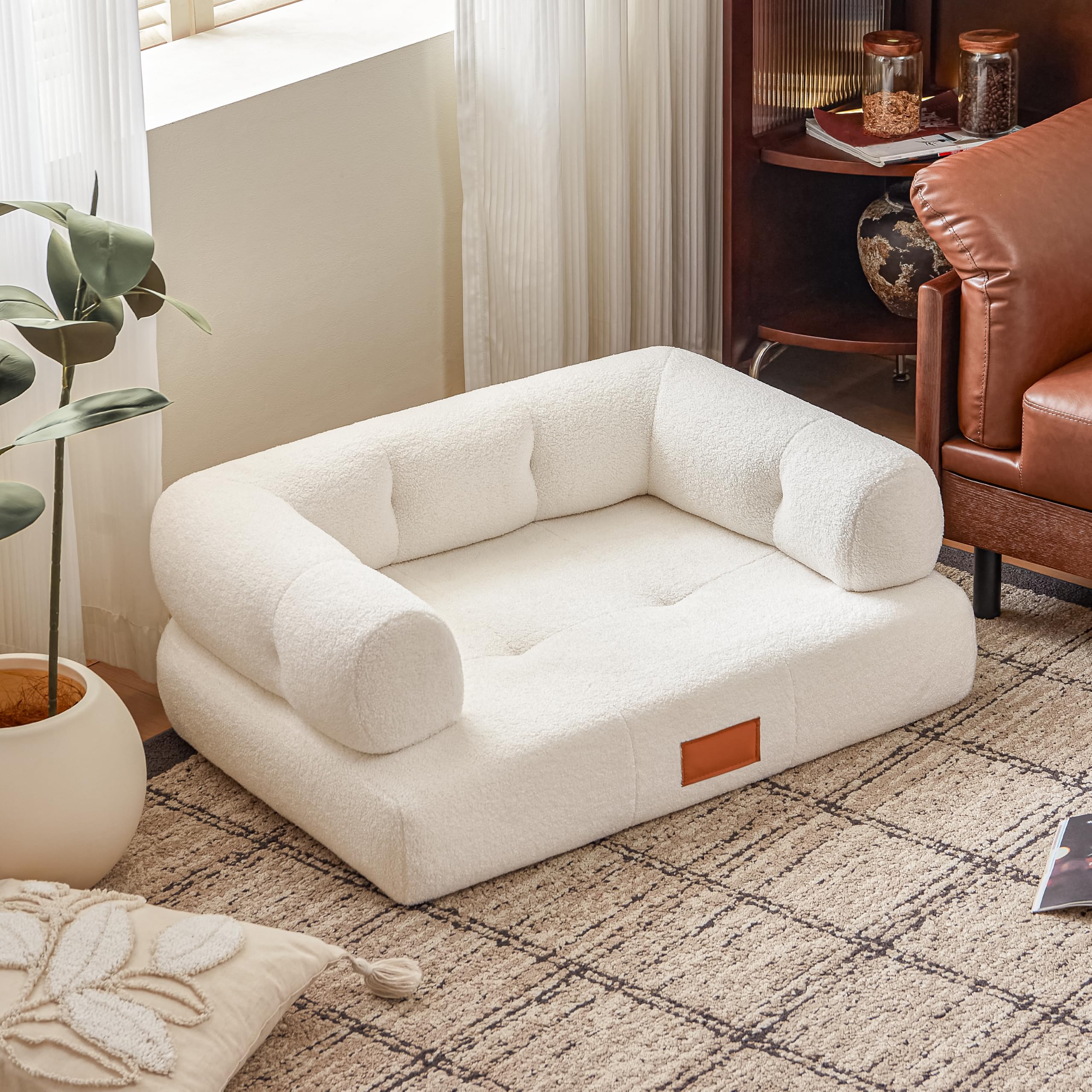 ATJafurn canapé chien dossier triple enveloppant, soutien sûr pour le repos