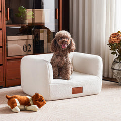ATJafurn canapé-chien petit, fourrure blanche, confort doux pour sieste