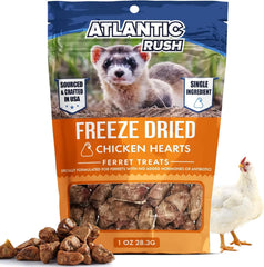 Atlantic Rush coeur de poulet séché : friandise naturelle pour furets, riche en protéines.