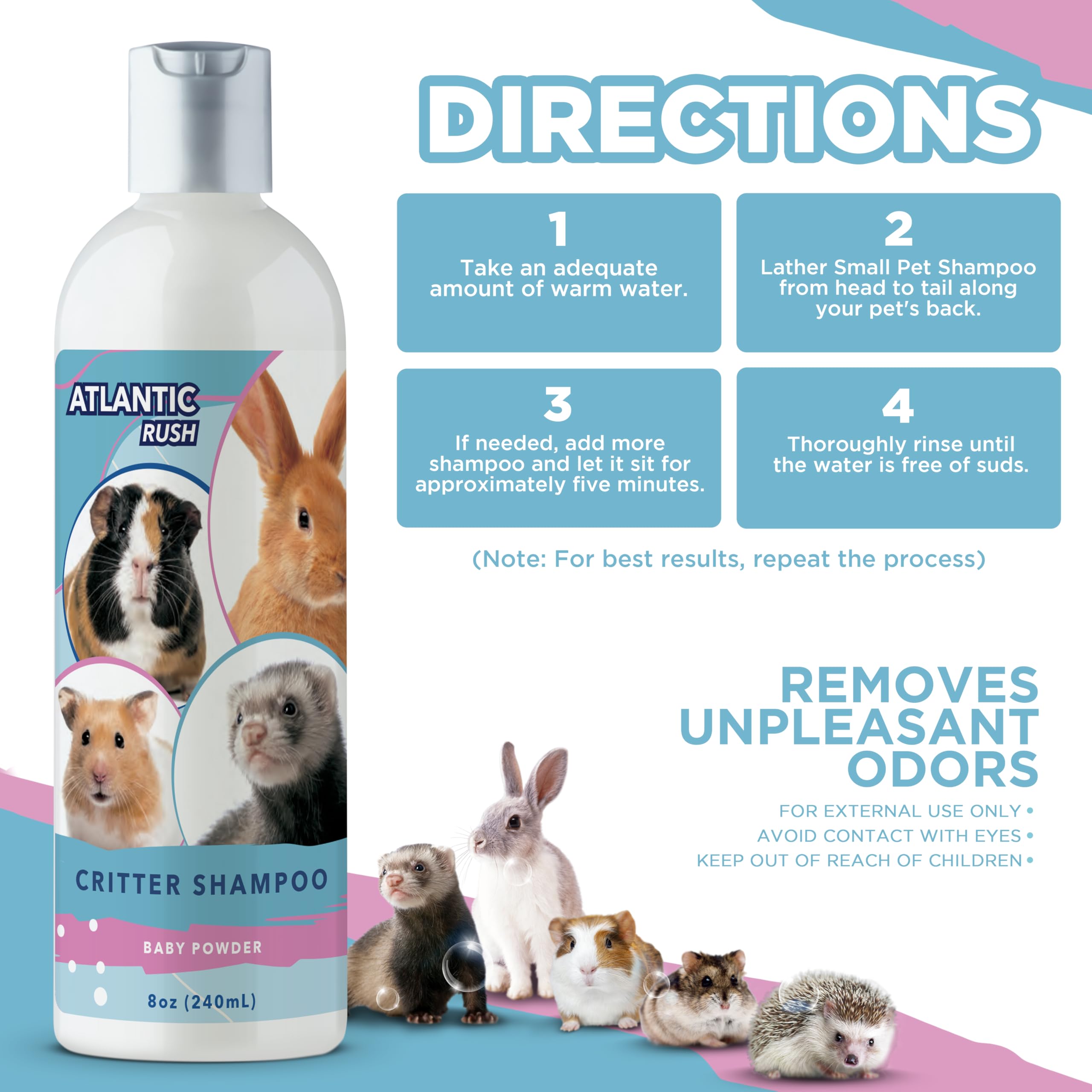 Atlantic Rush Critter Shampoo – application-sans-eau, gain de temps pendant le toilettage.