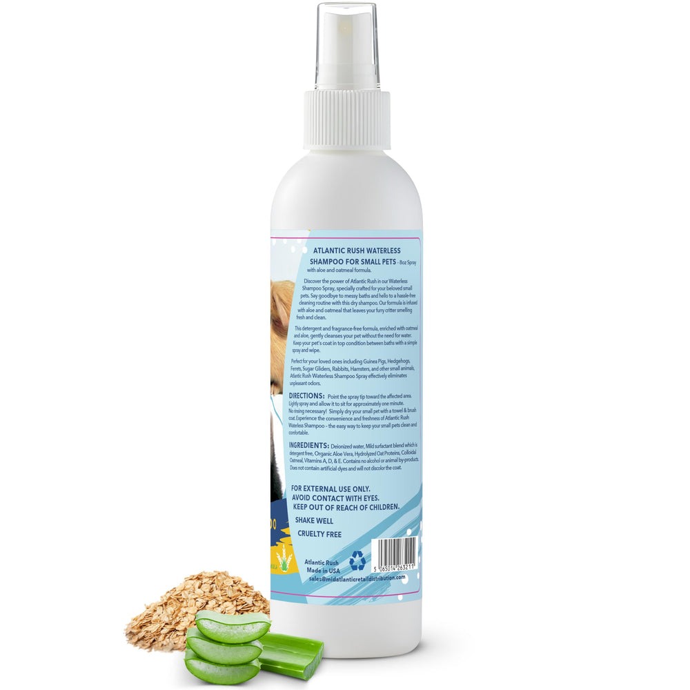Atlantic Rush Shampoing sans eau avec aloé et avoine; pelage doux.