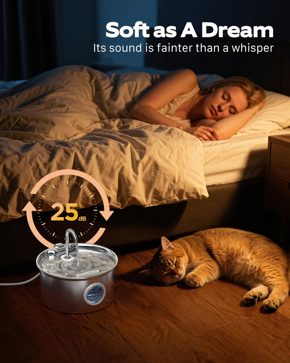 ATMZIQXR fontaine pour chat en inox, remplissage facile et pratique.