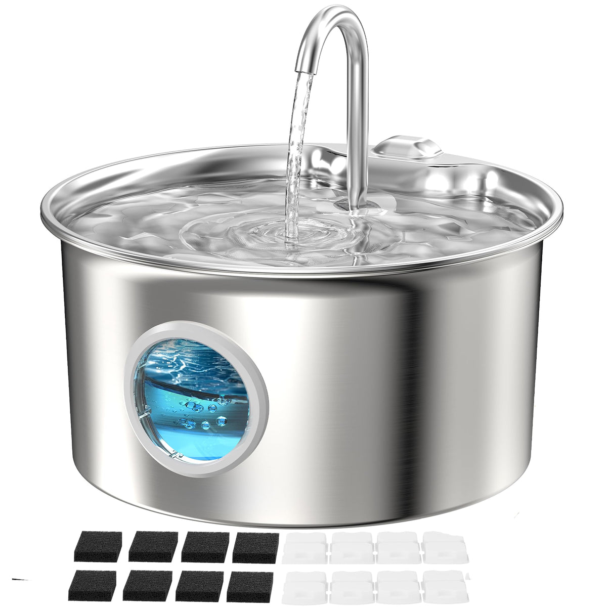 ATMZIQXR fontaine-eau-chat-acier-inox, eau fraîche et durable pour votre chat.