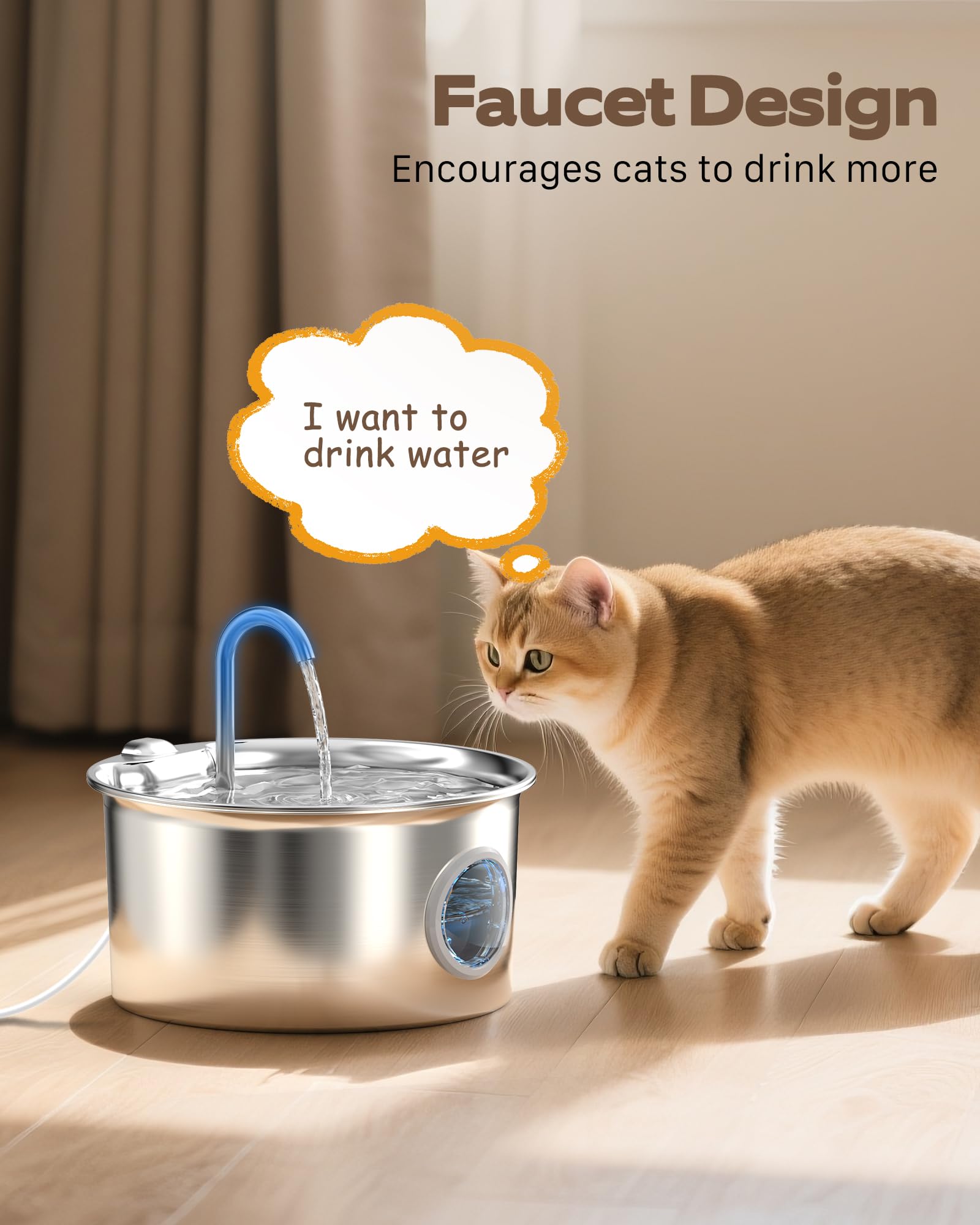 ATMZIQXR fontaine-eau-chat-resine-echange-ions, adoucit l'eau pour le confort.